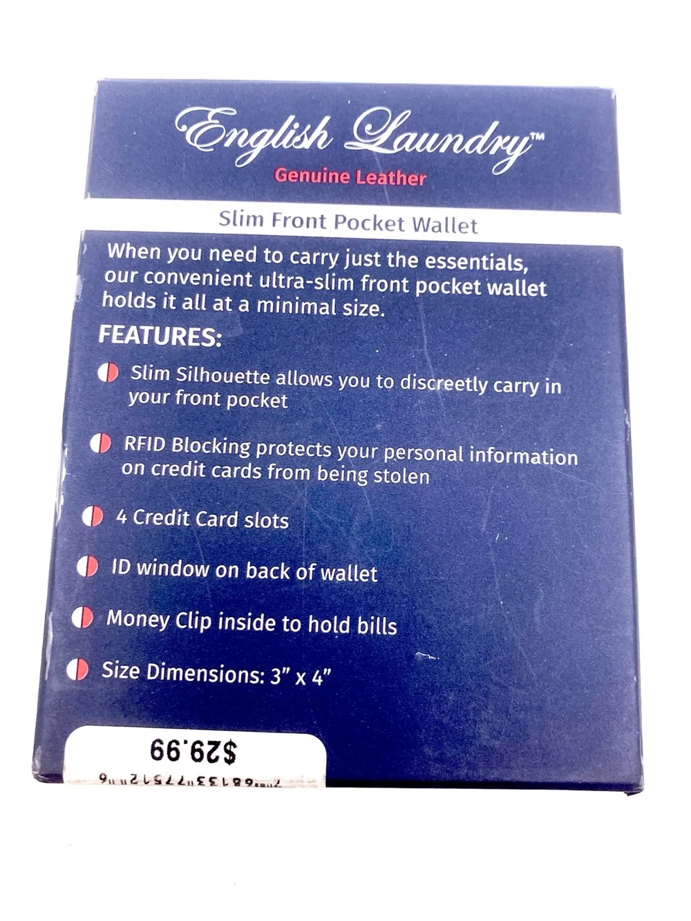 English Laundry Men's Slim Front Pocket Genuine Leather RFID Wallet Cognac